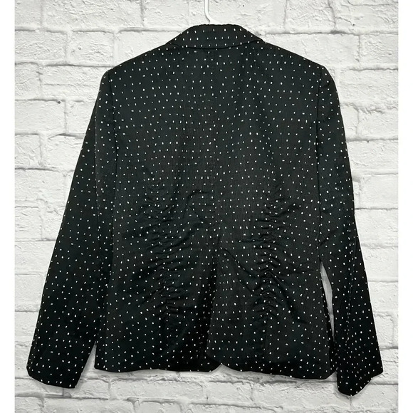 Lafayette 148 black white polka dot ruched blazer jacket 12 career - Picture 7 of 10